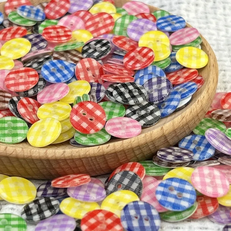Jelly Button Mixed Color Plaid Resin DIY Decorative Button Shirt Baby Handmade Cute Button Handmade Accessories