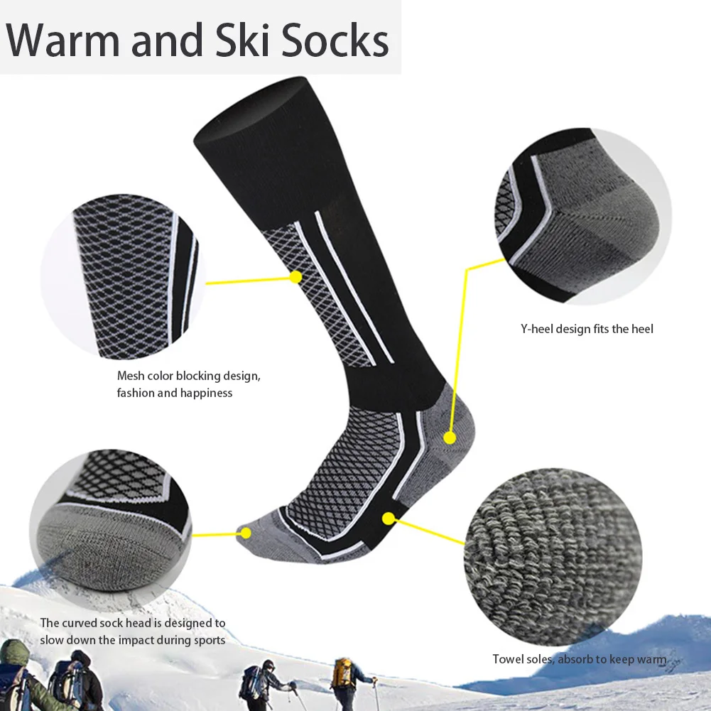 1 คู่ฤดูหนาว WARM หนาถุงเท้าสกี Unisex กีฬากลางแจ้งเดินป่า Breathable ถุงน่องสําหรับผู้หญิงผู้ชายเด็กหิมะกีฬา TRAVEL