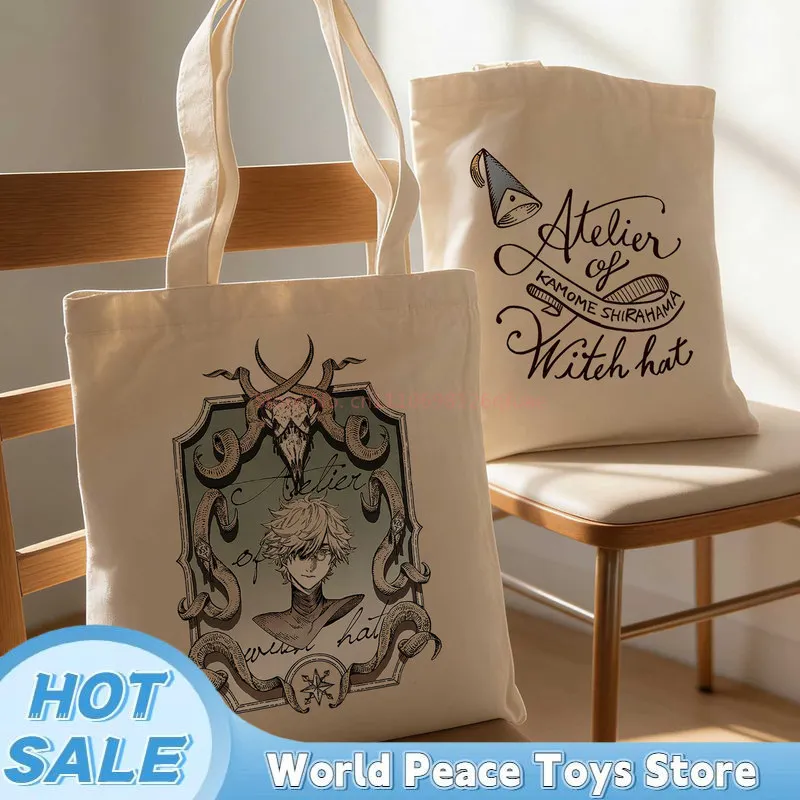 Japanese Witch Hat Atelier Canvas Shopping Bag Large-Capacity Storage Bag Handbag Shoulder Bag Lunch Bag For Anime Fans Gifts view 4