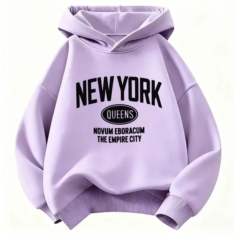 Kinder New York Queens Kapuzenpullover mit Buchstabenmuster, langärmelig, für Jungen und Mädchen, Vintage-Look, Pullover, Kinder-Streetwear-Oberteile. – Detail 5
