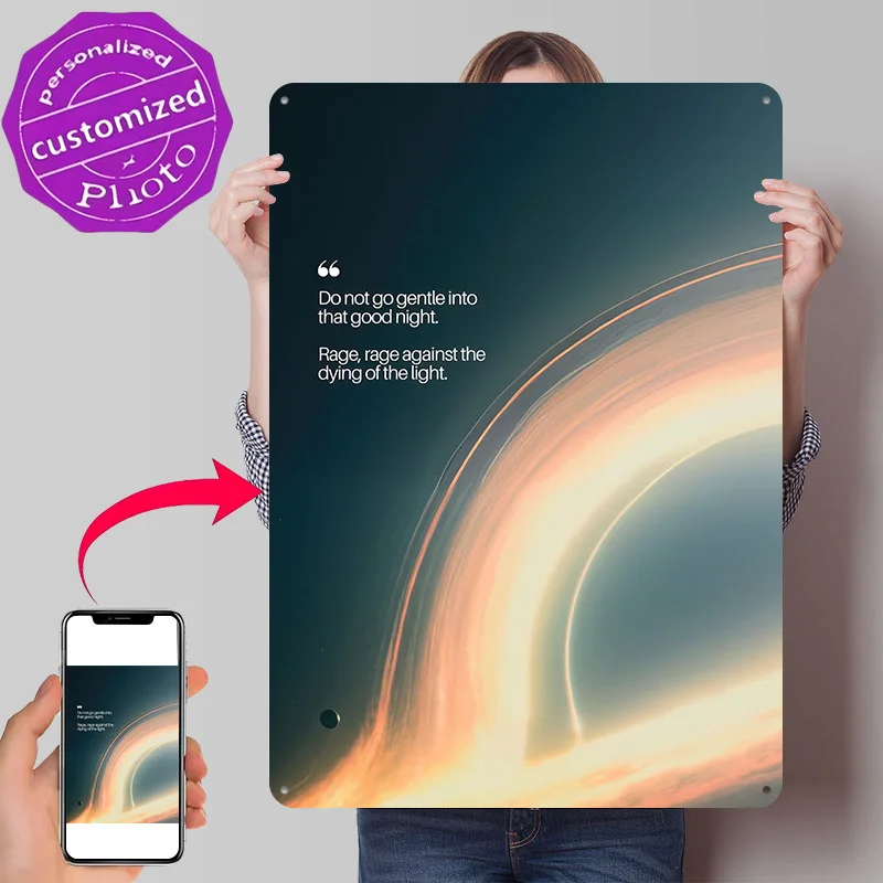 Interstellar Black Hole Quote 3D Printed Texture Poster Personalized Wall Art Retro Metal Tin Signs for Bar Accessories Decor