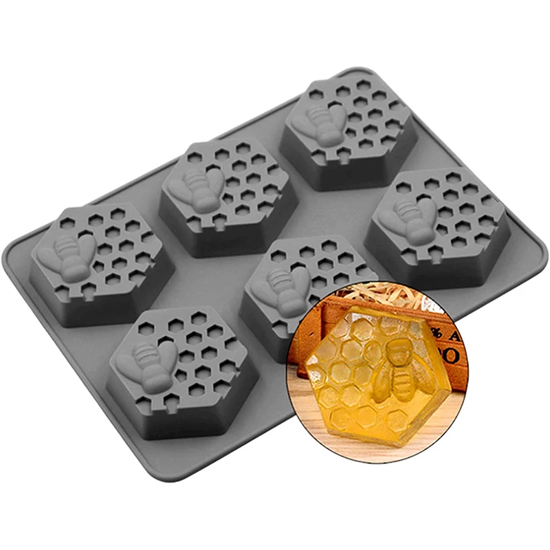 

1 шт. 3D силиконовые формы для мыла в виде пчелы, шестиугольные сотовые силиконовые формы для домашнего мыла, изготовления шоколадного желе, торта