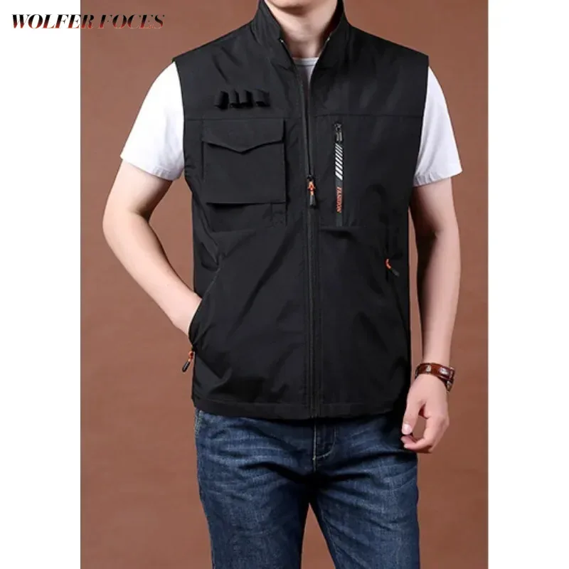 

Male Vest Professional Work Sports Mountaineering Coat Sleeveless Motorcyclist Jacket Fishing Vests Hunting Plus Size Outerwear