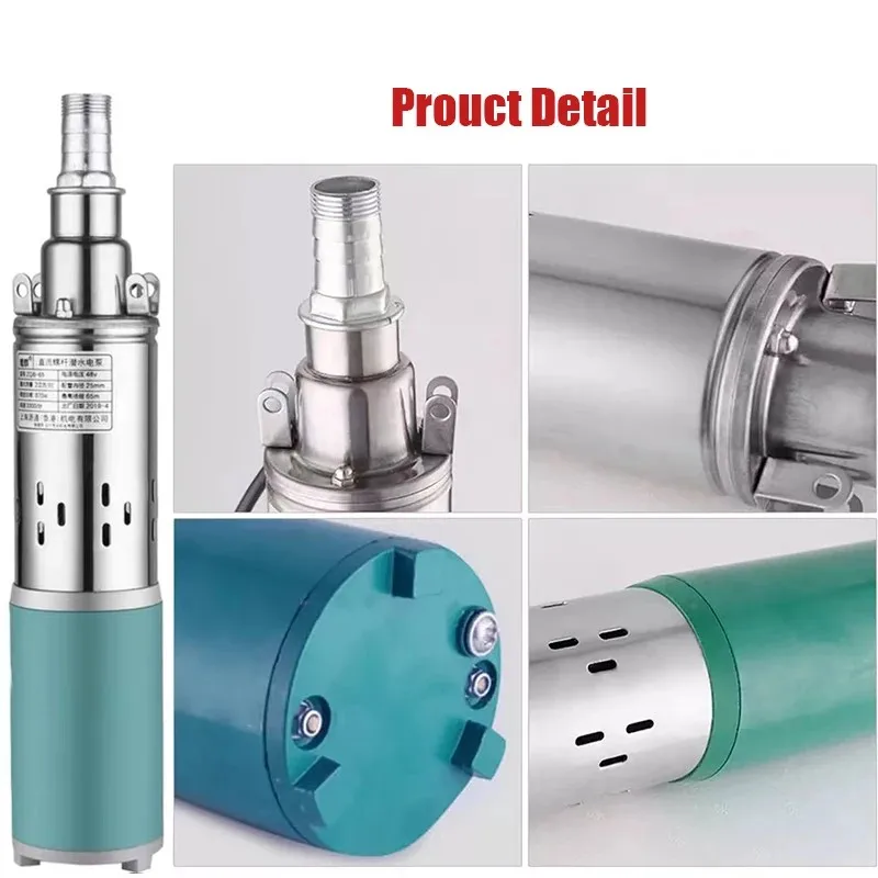Imagem -02 - Bomba de Água Solar Submersível Alta Pressão Bomba de Poço Profundo Irrigação Agrícola Furo do Jardim dc 12v 24v 48v 40m Elevador