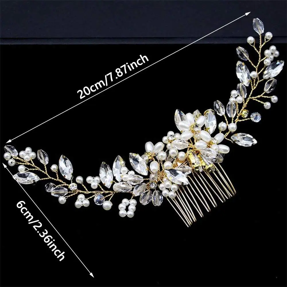 Mode Vintage Braut Haarkamm Kristall Perlen Blume Braut Haarspangen Kopfschmuck Schmuck Geschenk für Frauen