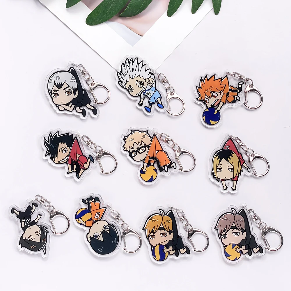 1/10Pcs Anime Figures Haikyuu Acrylic Car Keychain Accessories Cute Bag Charm Funny Backpack Pendant Key Ring Gifts For Friends