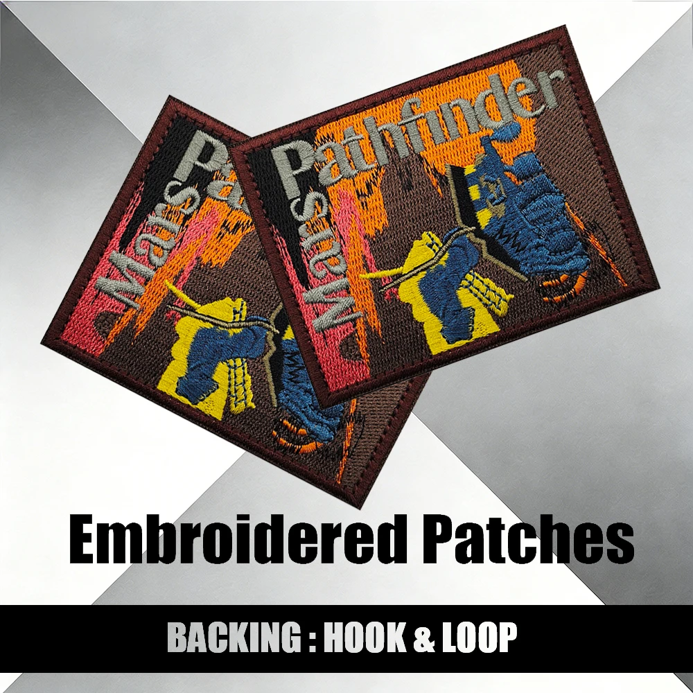 

Ретро-нашивка с вышивкой «Космическая миссия»: дизайн «Pathfinder Mars», астронавты, марсианский пейзаж, коллекционная космическая атрибутика