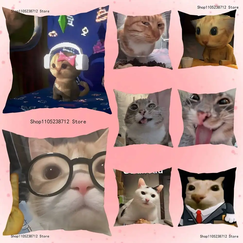 

Memes Funny Cat Pillowcase Pillowslip Cushion Plush Boys Girls Cartoon Anime Kawaii Decoration Kids Birthday Cute Gifts