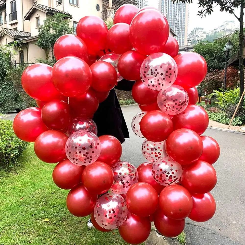 40pcs 12 inch red sequins and red latex balloon set, birthday, wedding, Valentine\'s Day, party decoration balloons