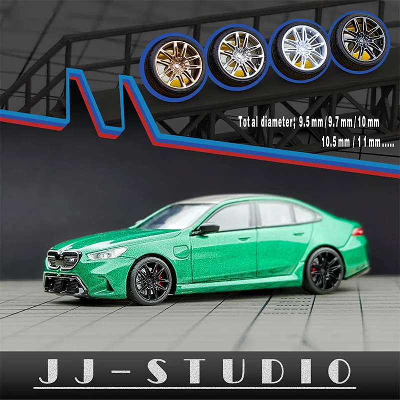 1: 64 Car Model Modification - Plug-in/static Dual-use Fine Multi Spoke Wheel Hub Hard Tire Diameter /9.7/10.5mm with Calipers