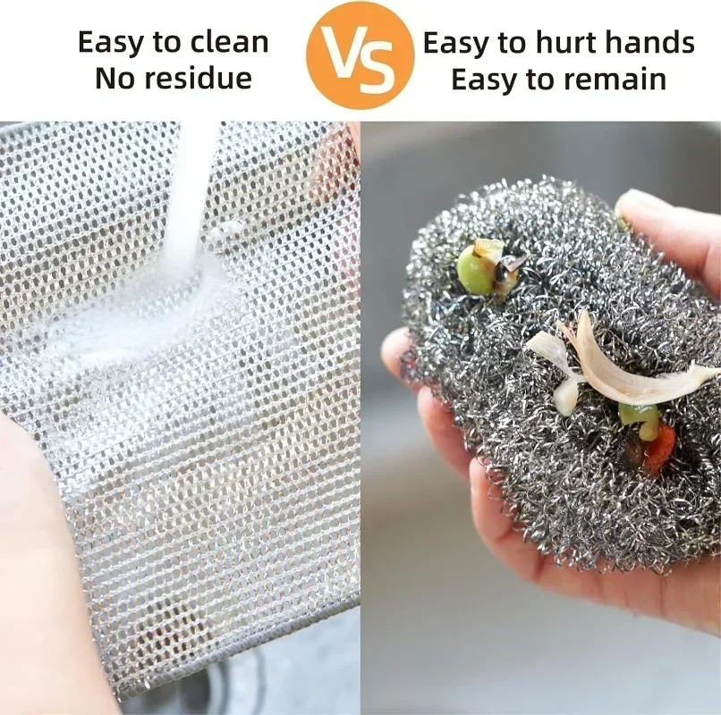 200/1PCS Steel Wire Cleaning Cloths Double Side Home Kitchen Pot Pan Dishcloths Washing Dish Rags Towels Cleaner Tools Wholesale