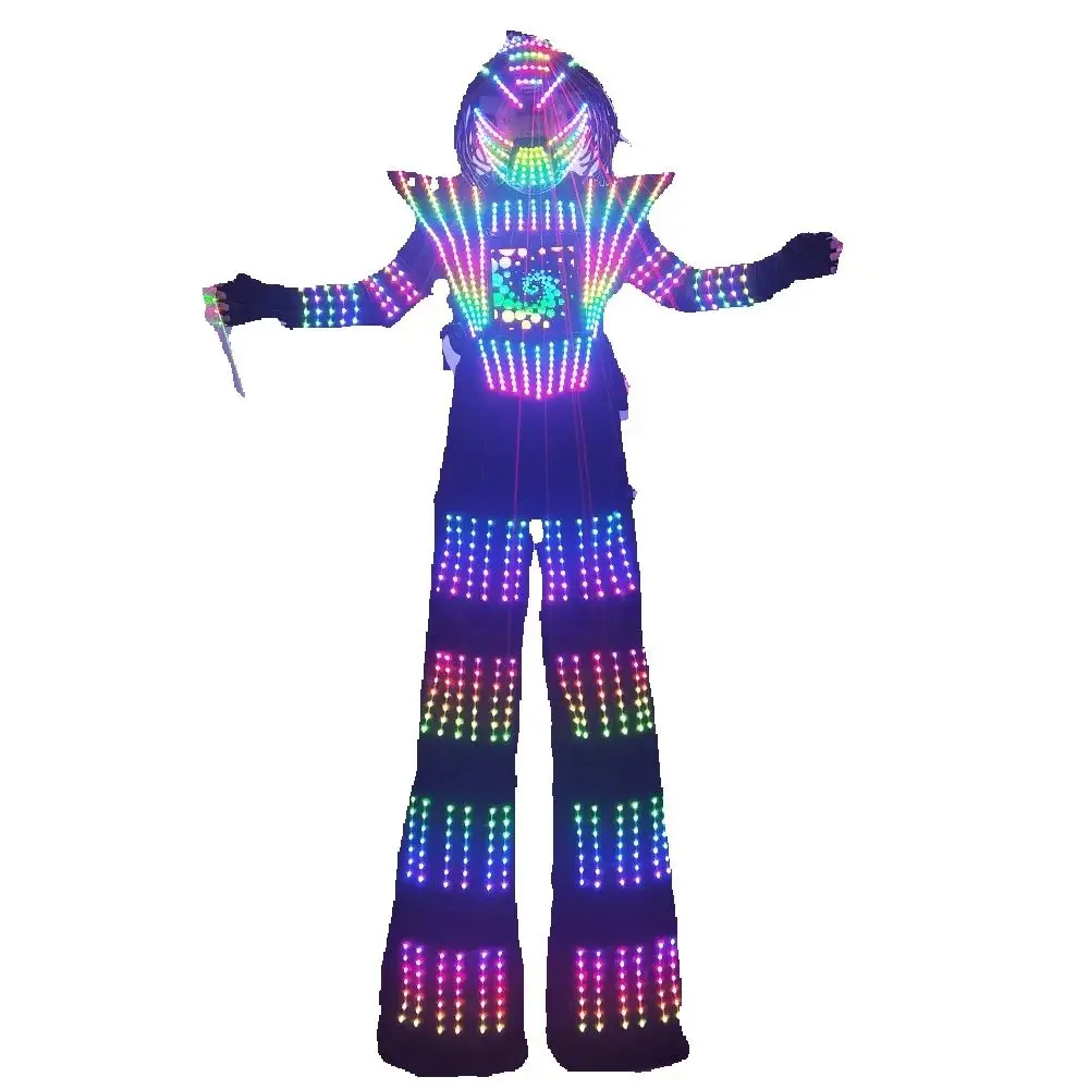 LED-Roboterkostüm RGB Vollfarbiger LED-Anzug für Männer und Frauen, DJ-Bühnenauftritt Leuchtende Kleidung, Party-Accessoire