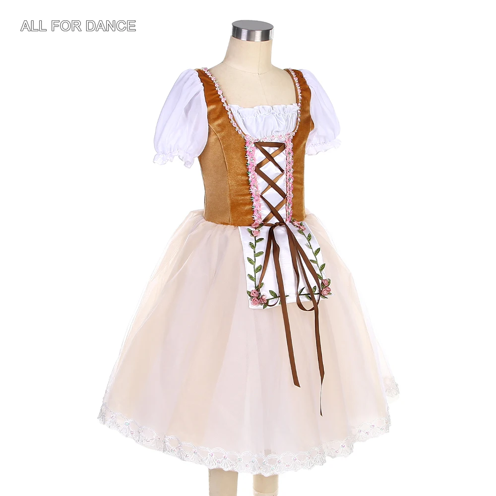22093 Gonna tutu di danza classica romantica con corpetto in velluto marrone per costume da ballerina per bambini e adulti