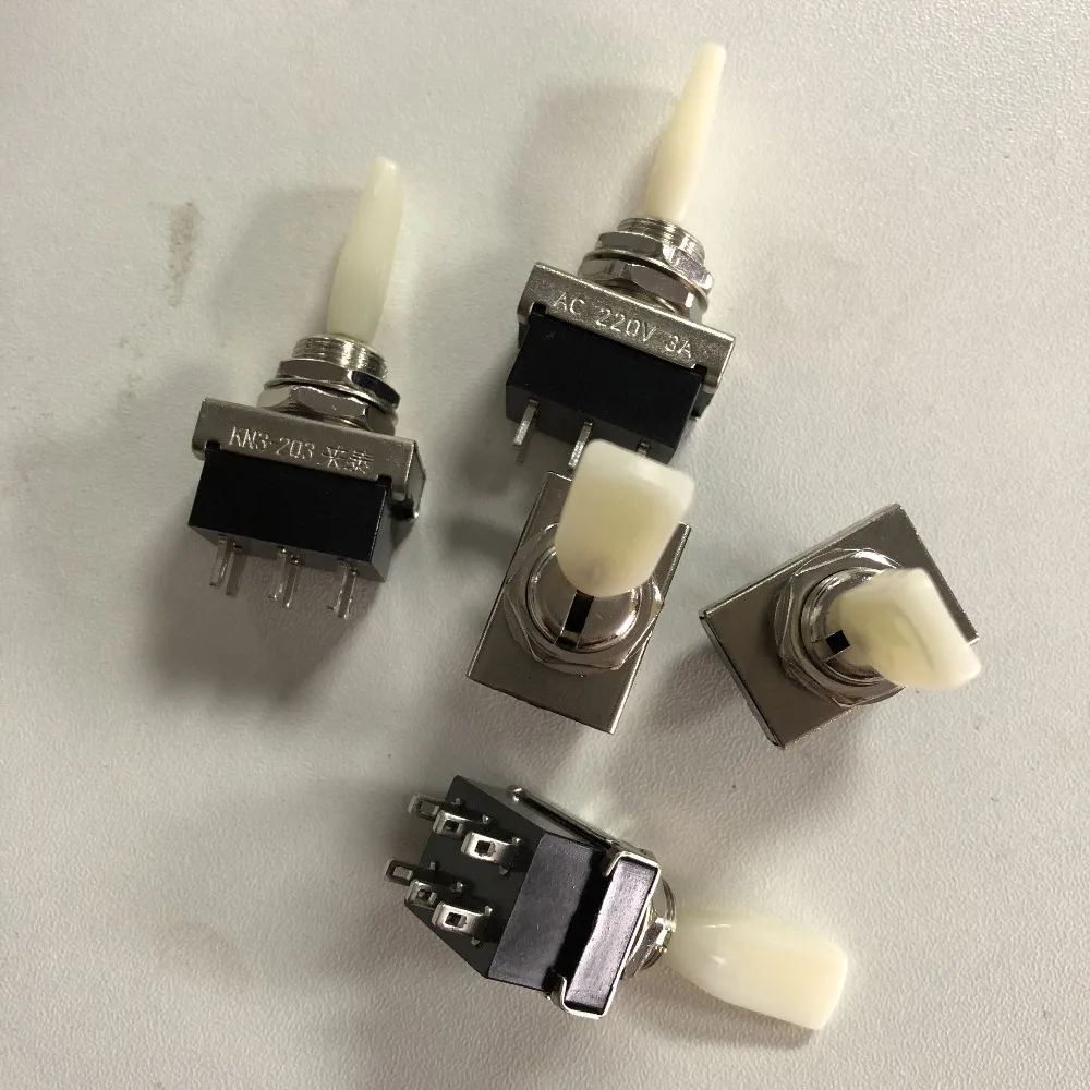 5 sztuk AC 220V 3A DPDT On/Off/On utrzymany Lcoked 3 Positon 6 Pin Mini przełączniki dźwigniowe KN3-203 — zdjęcie 5
