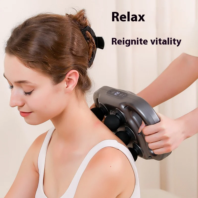 Electric 6 Head Massage Gun Percussion High Frequency Vibration Fascia Gun Back Neck Body Relax Fitness Slimming Massager