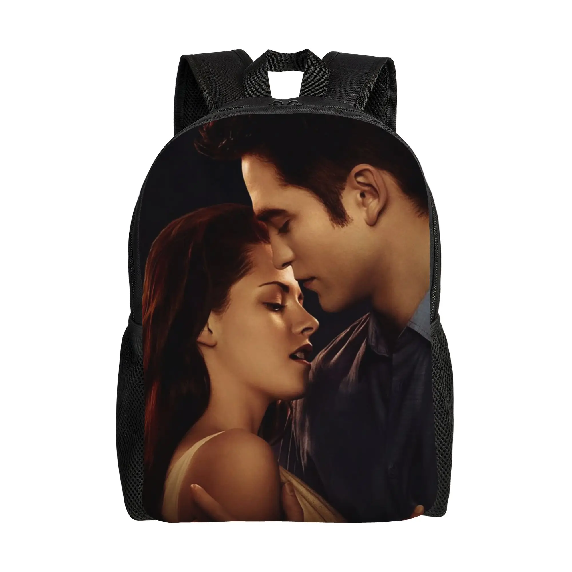 Edward Bella Black Backpack for Men Women Teenage High School Hiking Daypack The Twilight Saga Laptop Computer Shoulder Bag