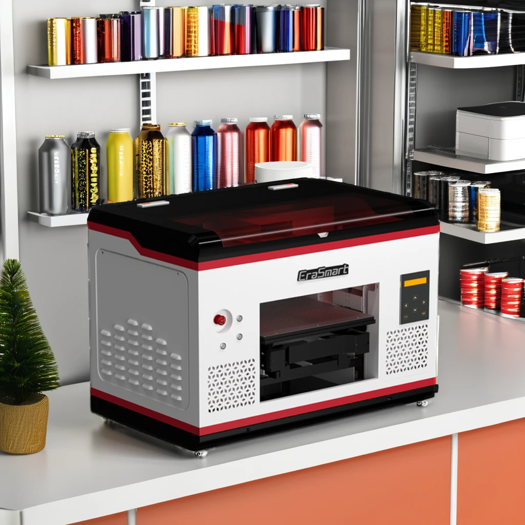 

EraSmart A3 Small Desktop Cup Cylinder Flat Bed Card Acrylic Bottle Phone Case Printing Mini Inkjet Led Price Flatbed Uv Printer