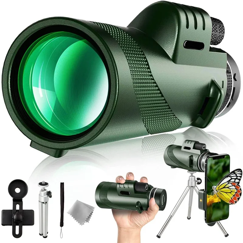 Lente objetiva monocular 80X100 HD binóculos fotográficos de celular conectáveis de alta ampliação