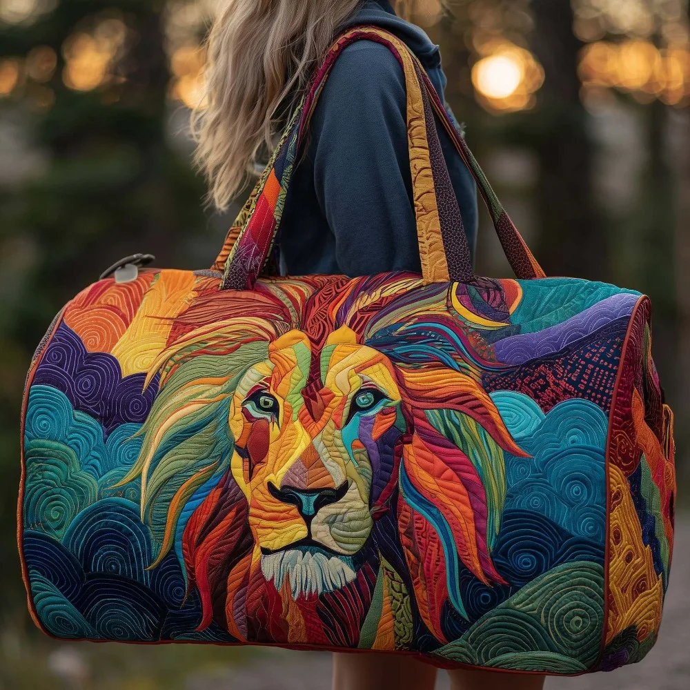 

Shoulder Strap Quilted Duffle Bag Animals Pattern Large Capacity Short-distance Handbag 3D Quilting Craft Tote Bags