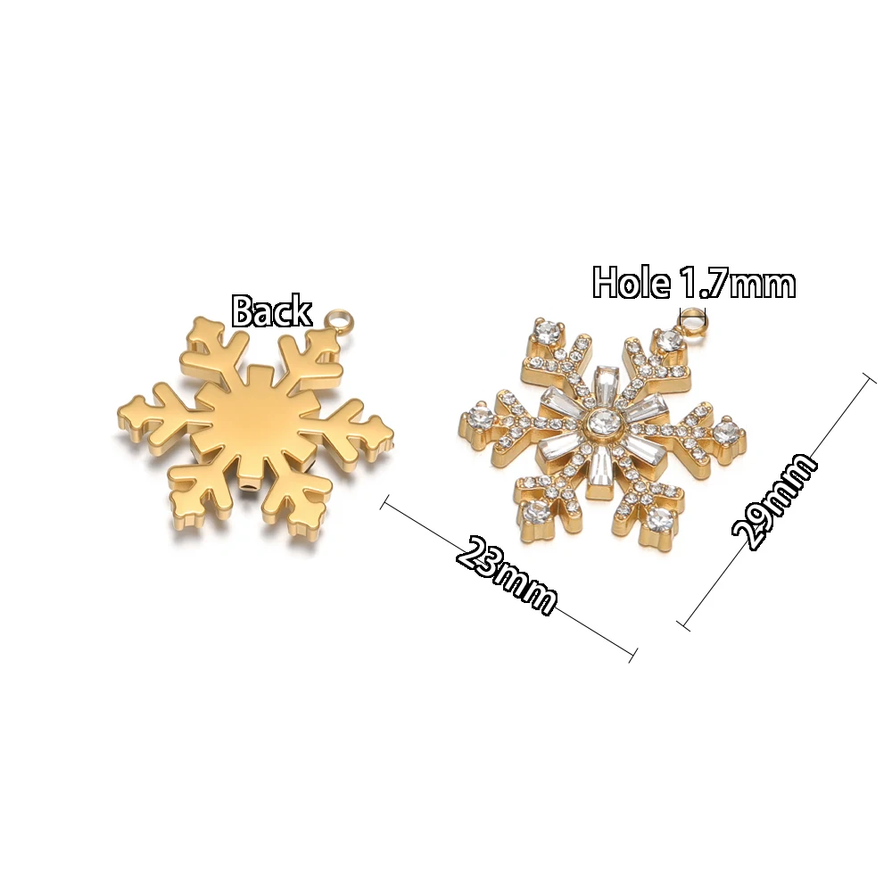 3 Stück Edelstahl-Stern-Zirkonia-Blumenanhänger, Schneeflocken-Anhänger für DIY-Schmuckherstellung, Damen-Halsketten- und Armbandherstellung – Detail 3