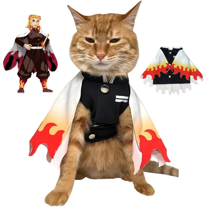 

Rengoku Kyoujurou Pet Cartoon Costume Dogs Cats Cosplay Clothes Breathable Spring Summer Cat Clothing Funny Halloween Dog Wear