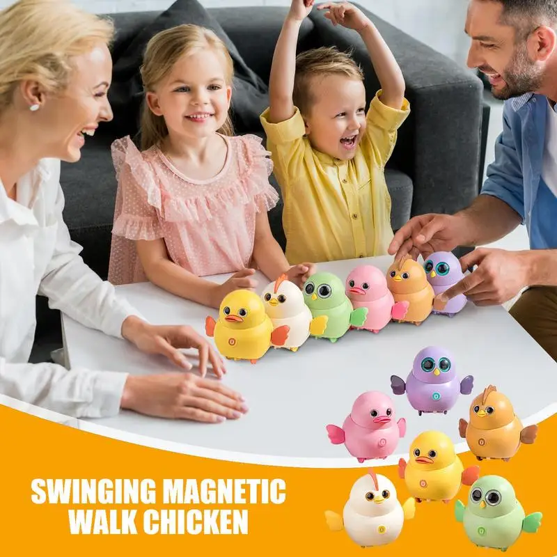 6 ชิ้นน่ารักแกว่ง Chick ของเล่นแม่เหล็กไฟฟ้าเดินสัตว์ Chick ของเล่นตลกก่อนวัยเรียนกิจกรรมการศึกษาเด็กเดินทางเกม