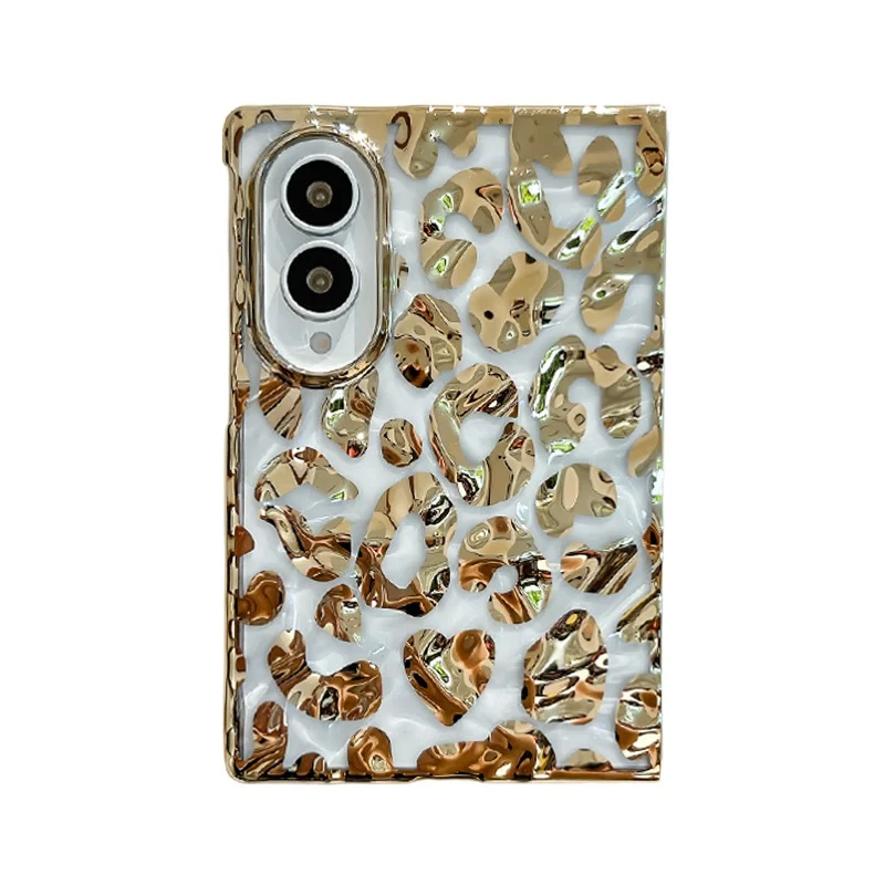 Etui z falistym wzorem w panterkę do Samsunga Galaxy Z Fold 8, szerokie etui ochronne z bransoletką, tylna obudowa na telefon komórkowy. — zdjęcie produktu 7