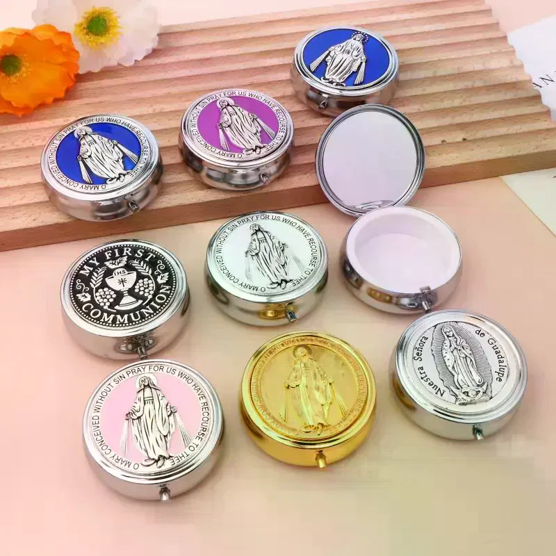 

Ретро-металлические подарочные коробки для розариев Святого Бенедикта, круглые футляры для религиозных украшений