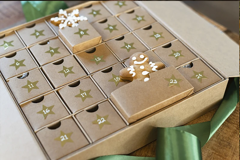 Wholesale Advent Calendar Boxes Customized Reusable Luxury  Christmas Cardboard Advent Calendar Boxes