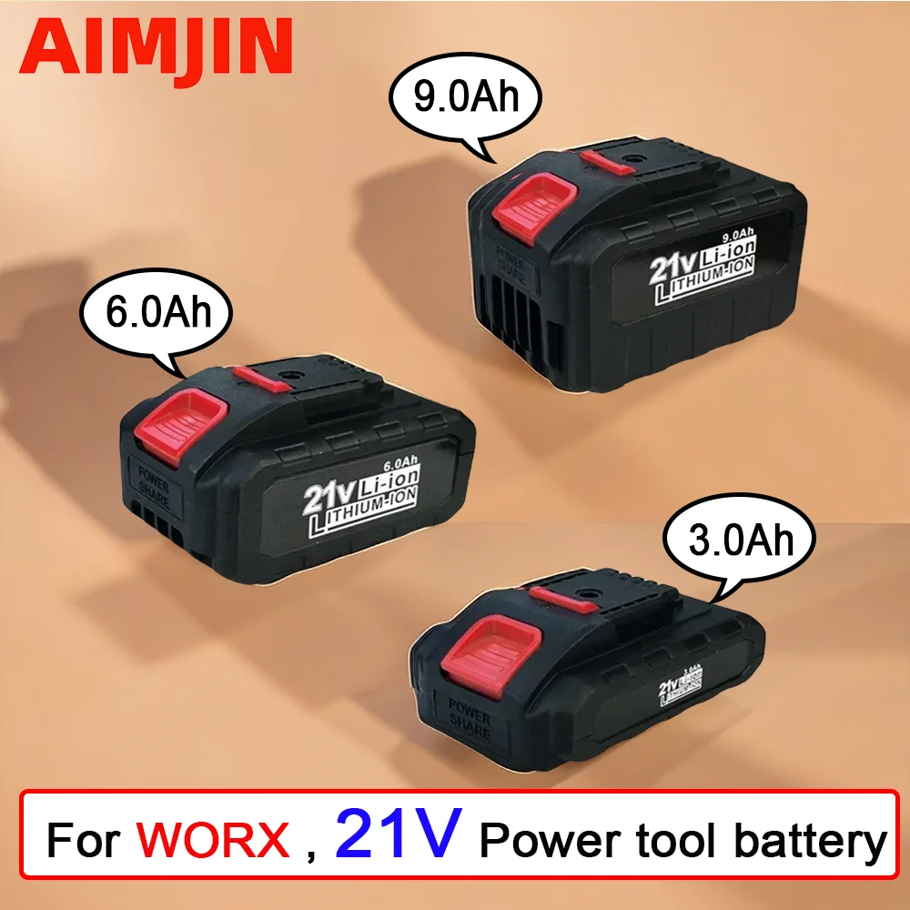 

For WORX 21V Power Tool Battery 3000/6000/9000mAh Rechargeable Li-ion Cells Replacement of WA3551 WA3553 WA3641 WG629E WG546E WU