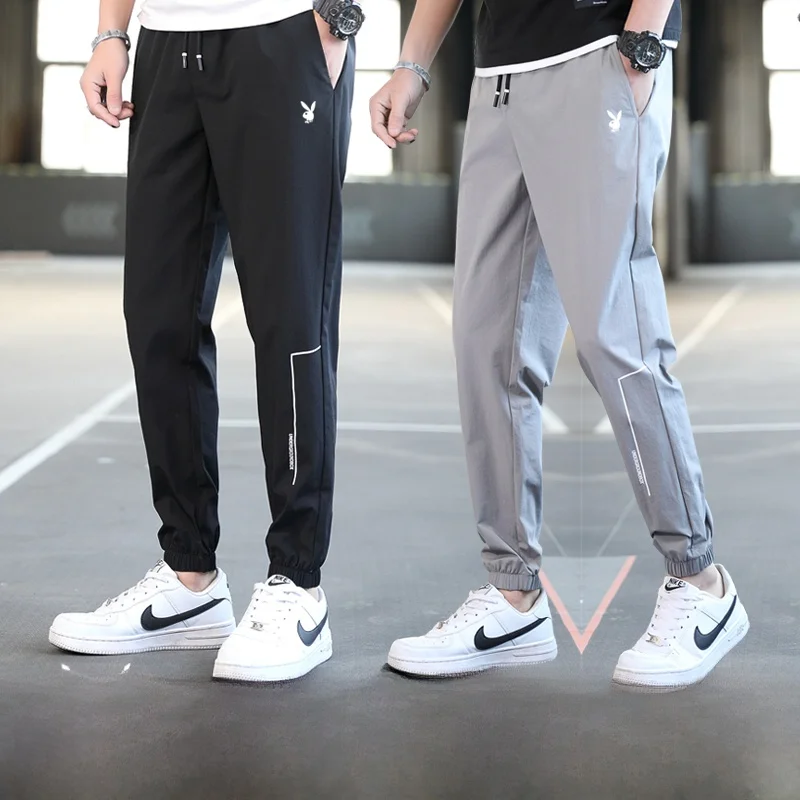 

Men's Summer Casual Pants Ice Silk Qui Dry Thin Sle Korean Version Low Waist Trousers Youth Active Sle Straight...
