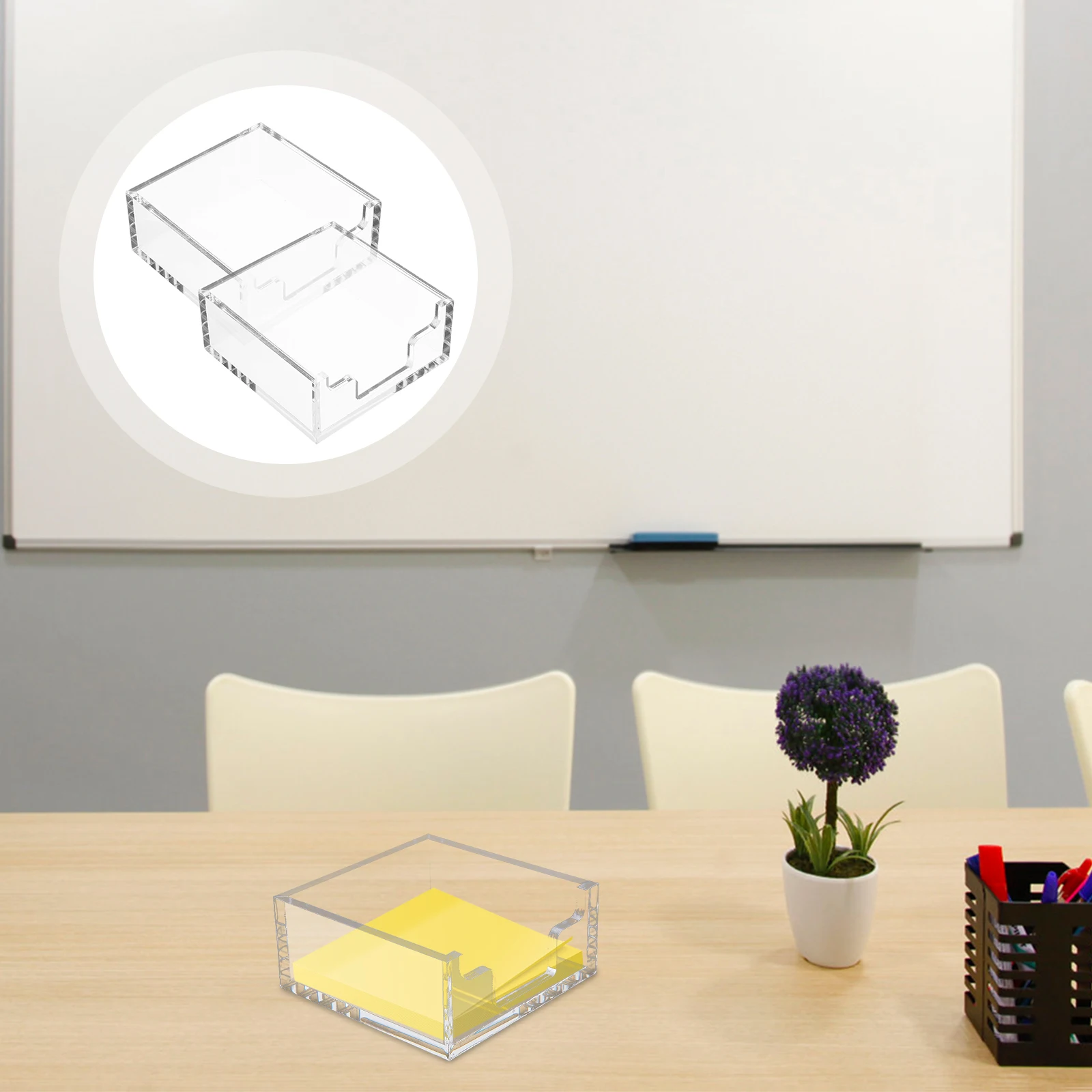 

2Pcs Desk Paper Holder Pad Storage Small Notes Dispenser Box Items Box Office School Office Notes Dispenser Supplies
