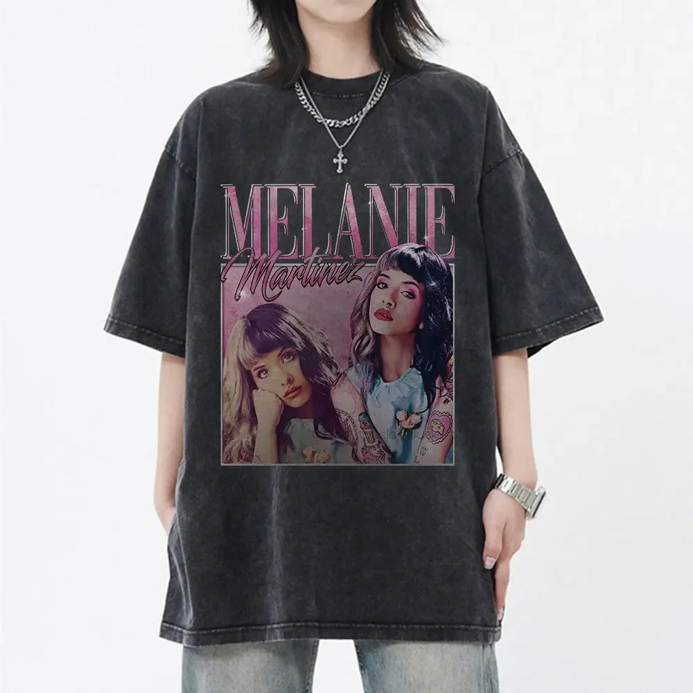 

Singer Melanie Martinez Graphic T-shirt Men's Vintage Washed Cotton Short Sleeve T Shirts Distressed Casual Oversized T-shirts