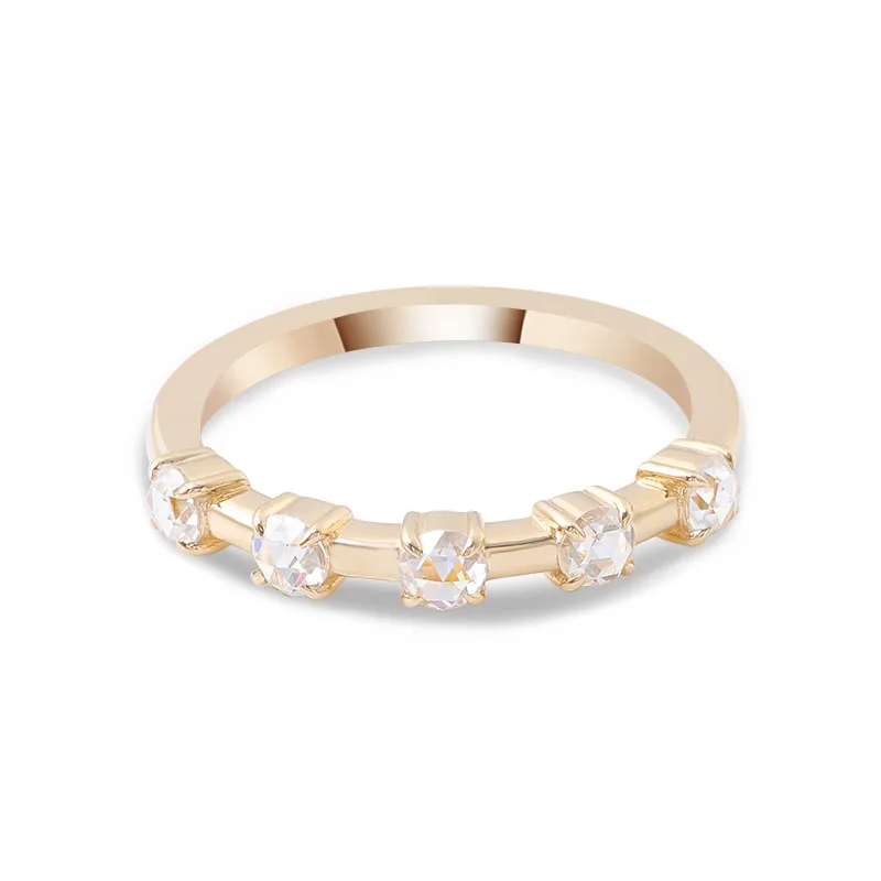 Provence 10K/14K/18K Moissanite Anniversary Rings for Women D Color VVS Round Cut Promise Rings for Mom With GRA Certificate