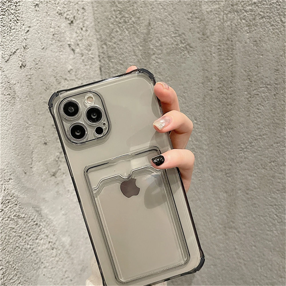 Transparente Kartensteckplatz-Taschenhalter-Hülle für iPhone 13 11 12 14 15 Pro Max Mini X XS XR SE 7 8 Plus Klare, stoßfeste Brieftaschenhülle – Detail 10