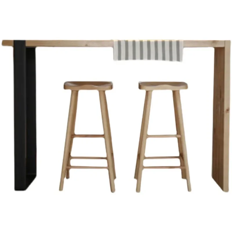 Bar table, solid wood table and chair combination, commercial bar table, household balcony, wall facing, high footed, narrow tab