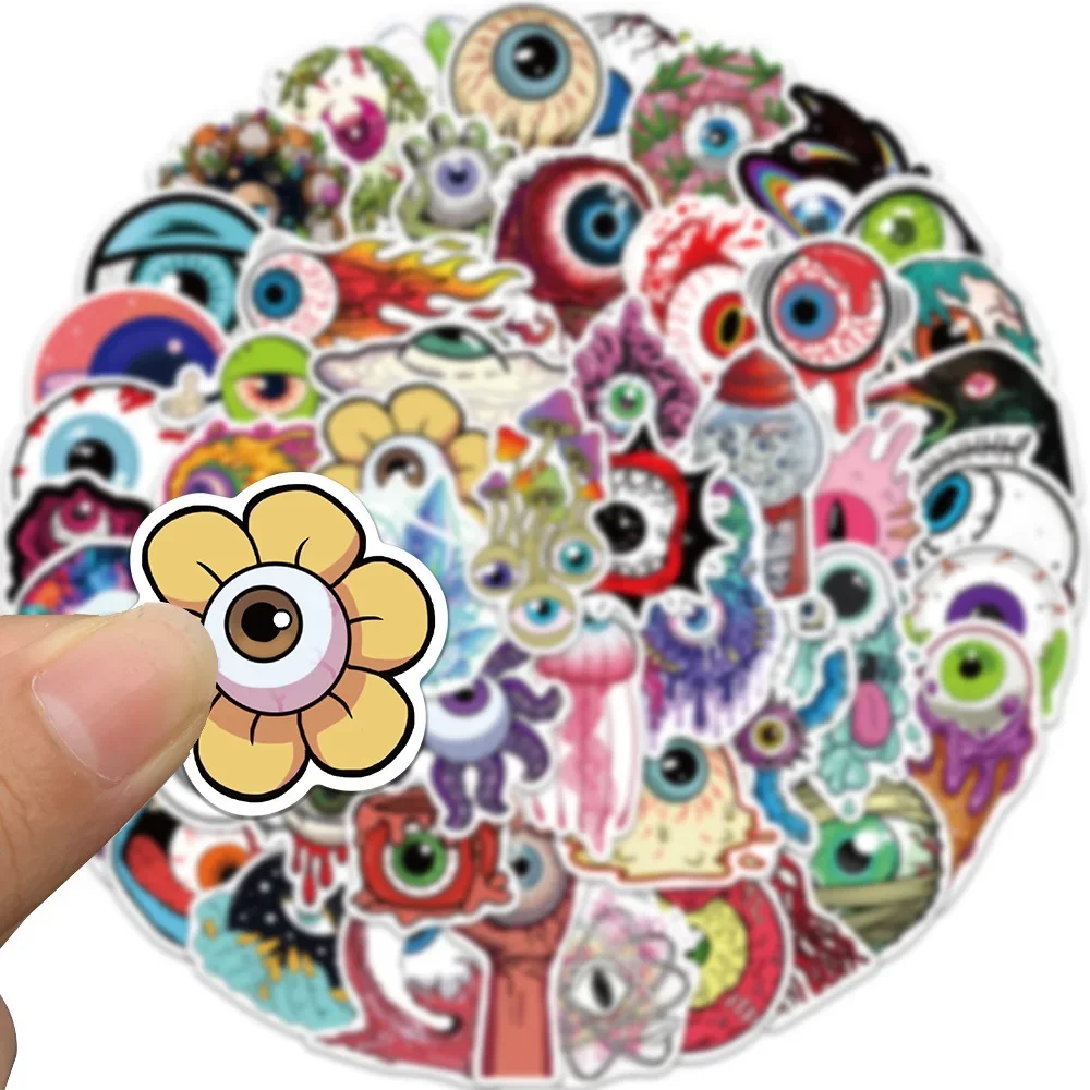 10/30/50PCS Cartoon Eyeballs Trendy Graffiti Waterproof Sticker Toy Decoration Notebook Suitcase Skateboard iPad GuitarWholesale