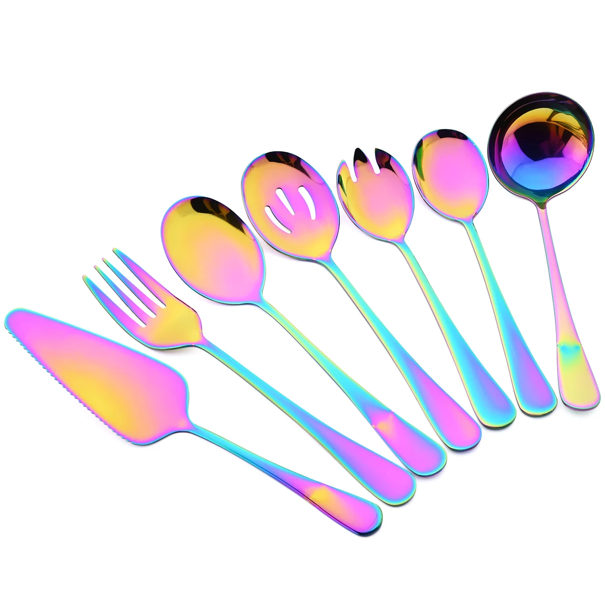 8Pcs Rose Dinnerware Set Stainless Steel Butter Knife Cake Spatula Cutlery Service Soup Spoon Colander Spoon Salad Fork Flatware