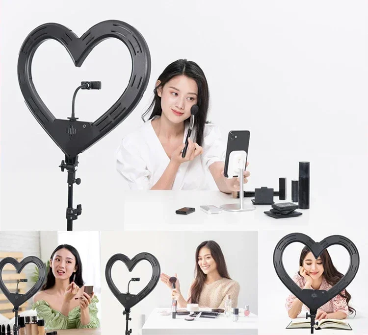 

19 inch Live Broadcast Phone Heart Shap LED Ring Light RGB with Tripod Stand Makeup Beauty Lighting for Tik Tok Youtuber
