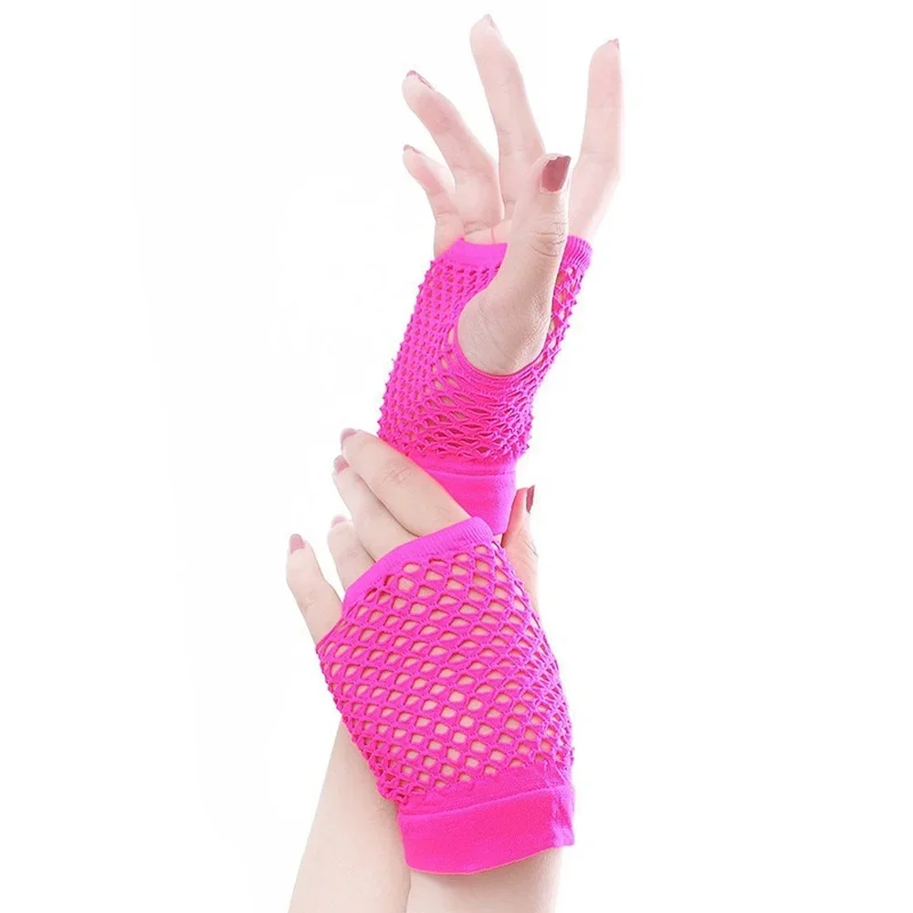 Mesh Gloves Summer Ladies Girls Short Mesh 80s Style Fishnet Gloves Gothic Punk Rock Costume Party Fingerless Wear Gloves