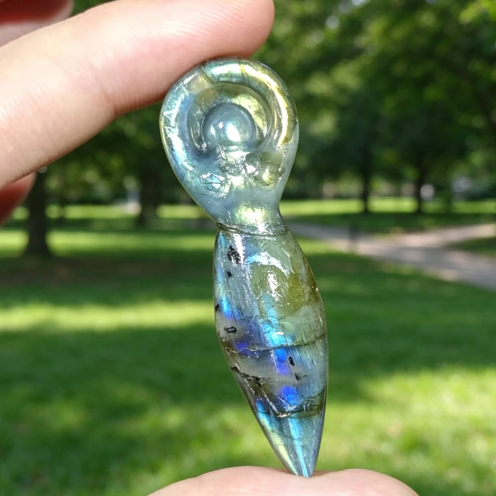 Natural Labradorite Goddess Carving, Mineral Specimen, Crystal Stone Ornaments, Jewelry Making, Home Decor, Holiday Gifts