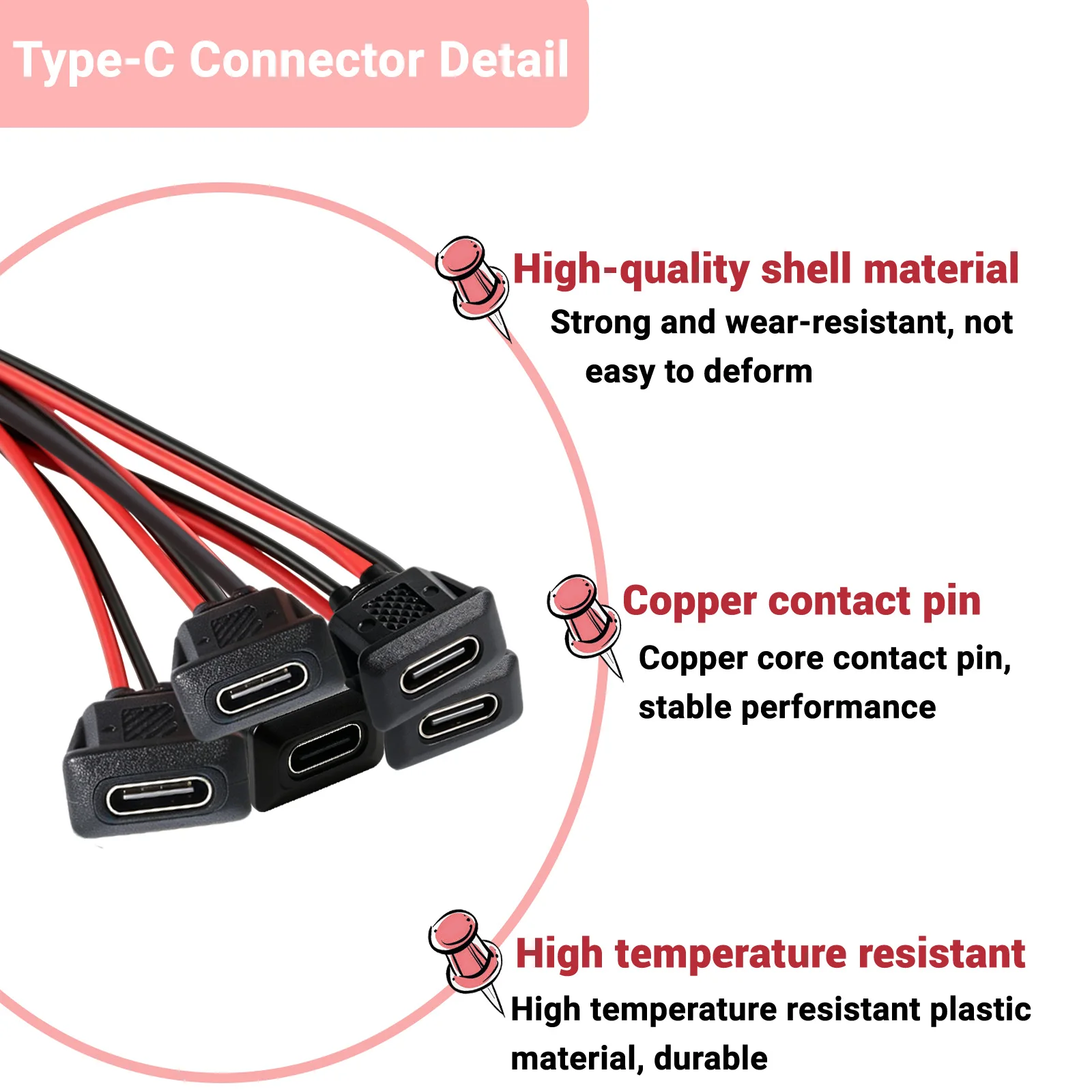 20 peças chassi fêmea tipo c 2 pinos tipo c conector de soquete fêmea à prova d'água porta de carregamento fêmea com fivela de cartão 3a USB-C