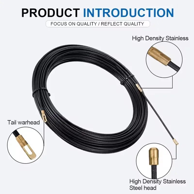 3mm Nylon Electrician Spring Fish Tape – 5/15/20/30m Lengths, Conduit Wire Puller & Cable Guide for Wall/Pipe Threading