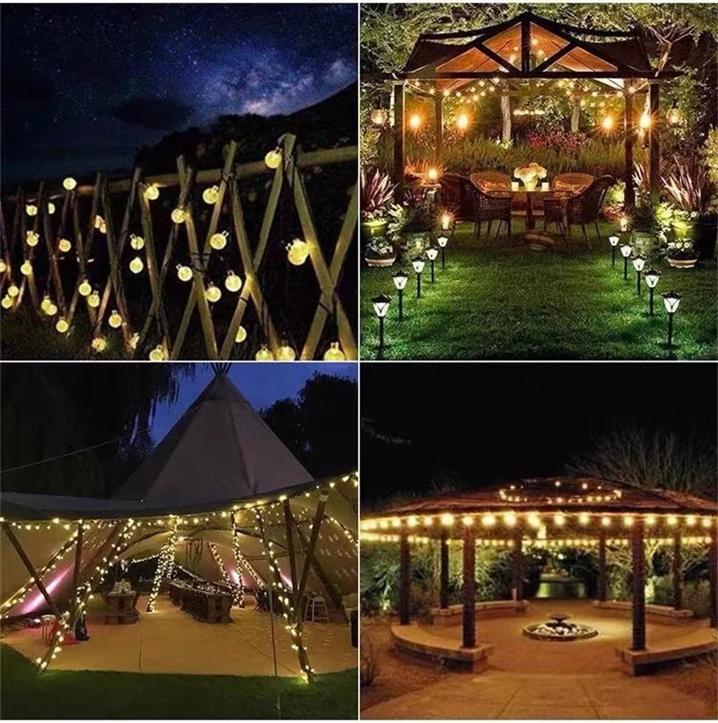 Solar Crystal Globe LED String Lights LED 8 trybów oświetlenia IP65 Fairy Light Christmas Garland For Garden Party Decor 1 szt./2 szt.