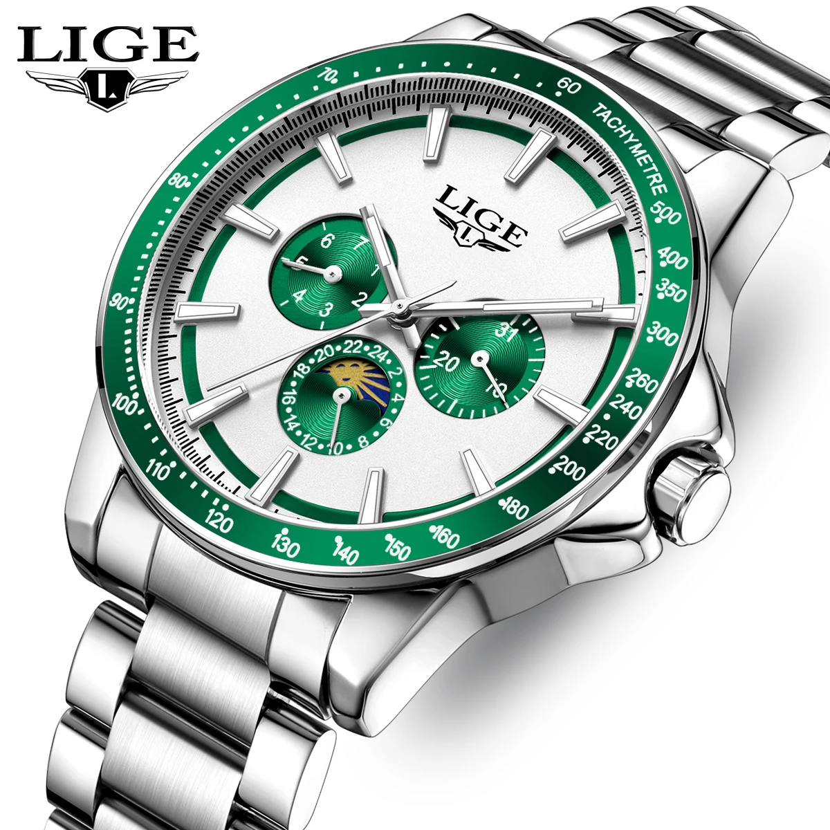 LIGE 2025 New Mechanical Pendulum Hammer Design Watch Men Fashion Stainless Steel Waterproof Luminous Men's Quartz Wristwatches