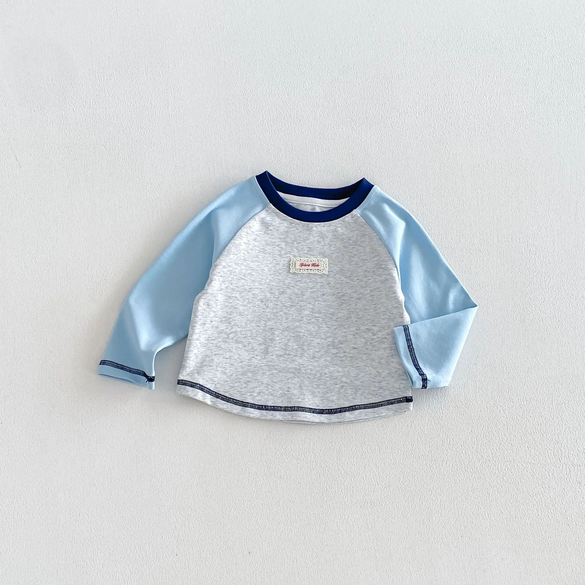 Herbst-Kinder-Langarm-T-Shirt mit Buchstaben-Aufnäher, Streifen und Farbblockierung für Mädchen und Jungen, Weiche Baumwolle Kinderkleidung – Detail 14