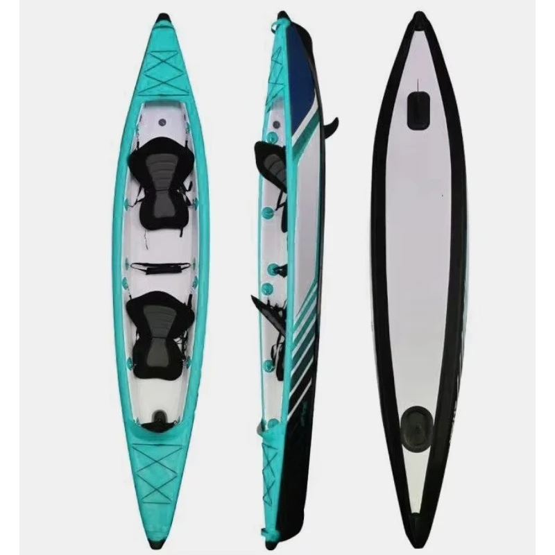 Portable 2-Person Ocean Inflatable Kayak & SUP Set Durable PVC/LLDPE Plastic For Lakes Rivers Seas