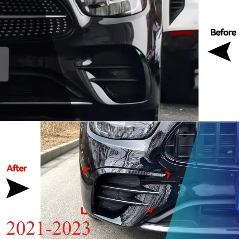 

For Mercedes Benz E Class W213 S213 AMG Line M Sport 2016-2023 Car Front Bumper Spoiler Fog Light Trim Chin Side Blade Body Kit