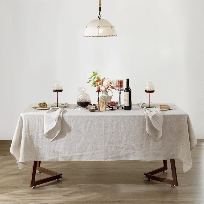 9 pure linen table cloth, thickened 210g solid color French rain dew hemp rectangular coffee table tablecloth