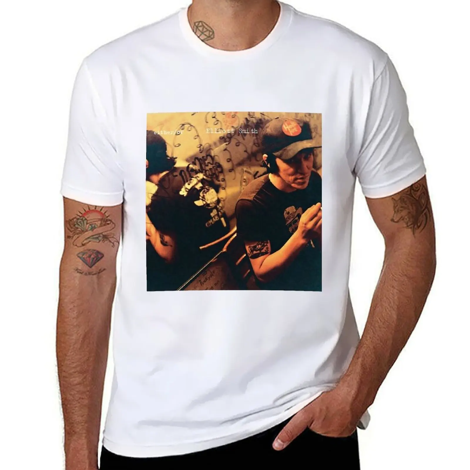 

Elliott Smith!! album T-Shirt man t shirts high quality luxury brand man t shirts for men casual